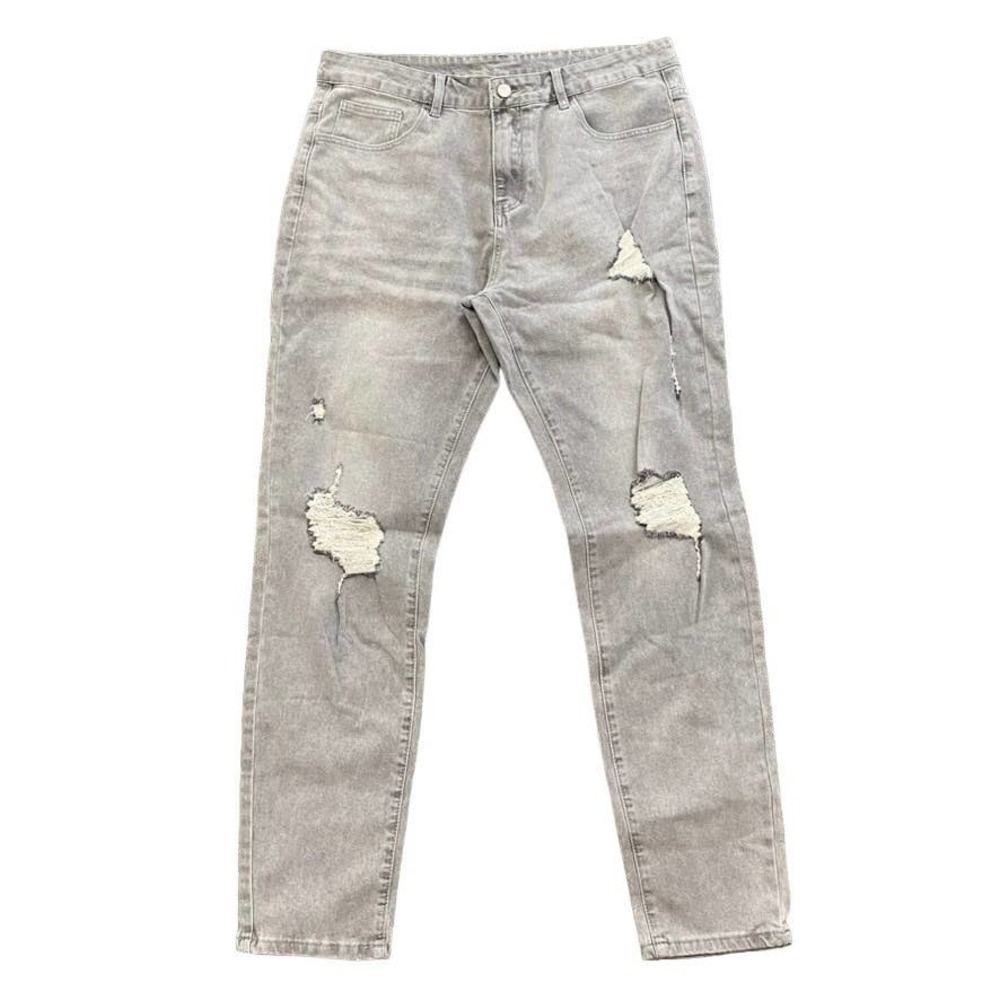 SHEIN Skinny Ripped Jeans in Gray, Size 36​​​​​​​​